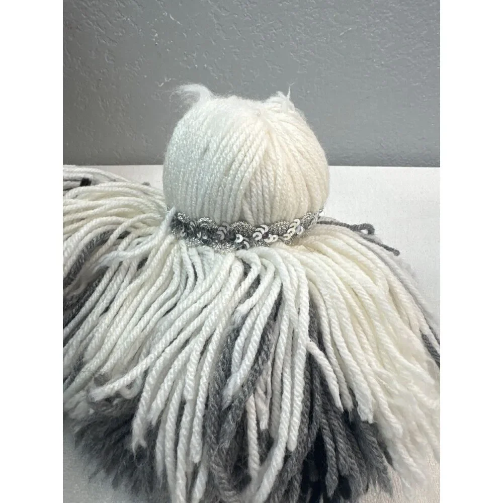Pair Of Handcrafted‎ Yarn Tassel Decor With Sequin Detail